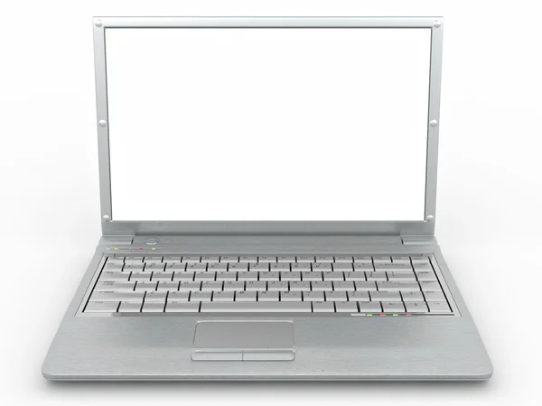 打开被隔绝在白色背景上的笔记本电脑 — 图库照片