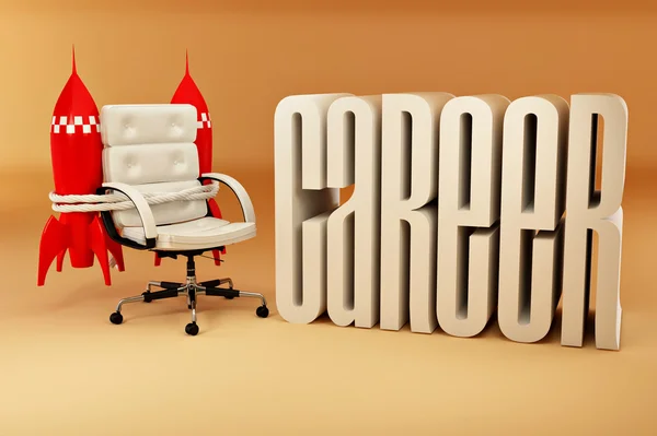 Career opportunities. Office armchair with rockets — Stock Photo, Image