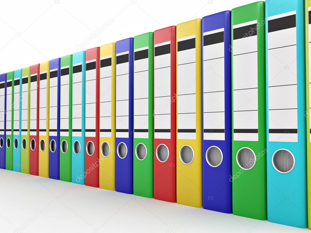 Archive. Many folders on white isolated background Stock Photo by ...