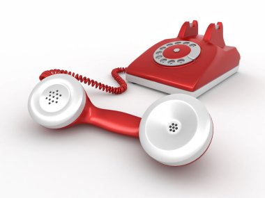 Old-fashioned disk phone on white isolated background clipart