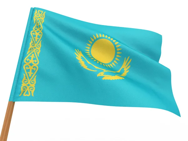 Flaggan fladdrar i vinden. Kazakstan — Stockfoto