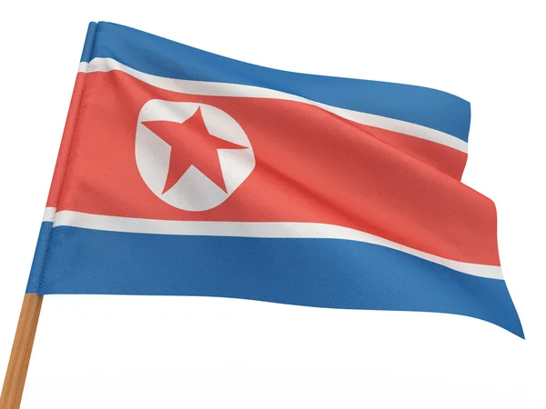 Rüzgarda çırpınan bayrak. Kore Demokratik Halk Cumhuriyeti — Stok fotoğraf