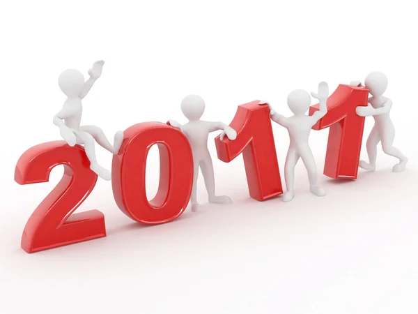 Año Nuevo. Hombres con números 2011 — Foto de Stock