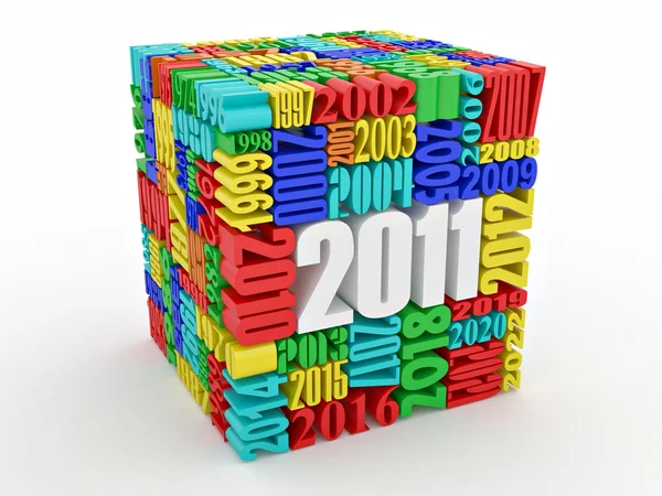 Nový rok 2011. krychle, která se skládá z čísel — Stock fotografie