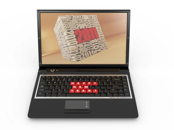 Gelukkig Nieuwjaar. 2011 op laptop. — Stockfoto