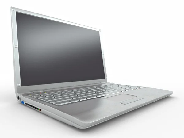 Opende laptop op witte geïsoleerde achtergrond. 3D — Stockfoto