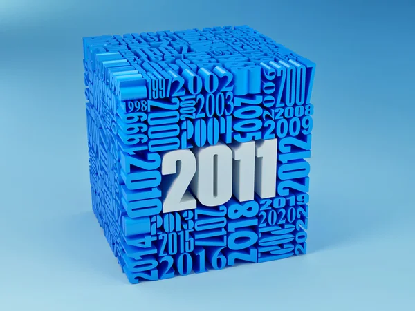 Új év 2011. kocka, amely a számok — Stock Fotó