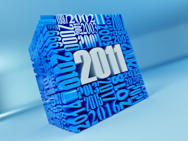 New year 2011. Cube consisting of the numbers