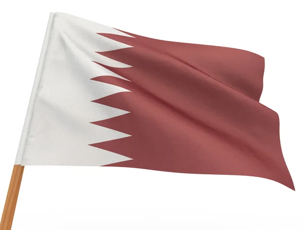 在风中飘扬的旗帜。卡塔尔 — 图库照片
