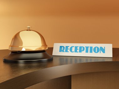 Hotel bell on the table. Reception clipart