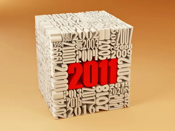 Новый 2011 год. Куб состоящий из чисел — стоковое фото