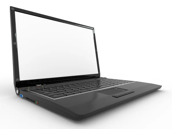 Geöffneter Laptop auf weißem isolierten Hintergrund — Stockfoto