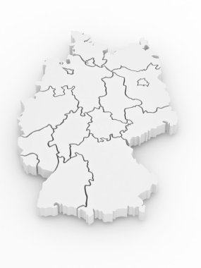 Three-dimensional map of Germany. 3d clipart