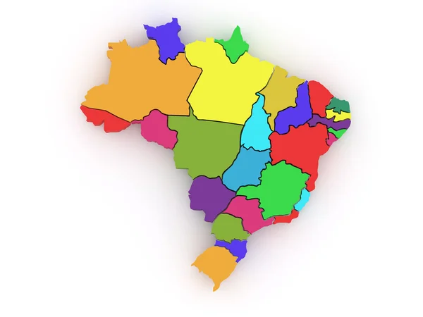 巴西的三维地图。3d — 图库照片