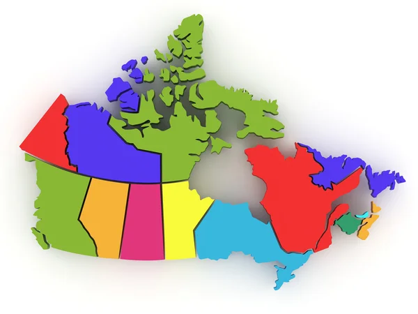 Tredimensionell karta över Kanada. 3D — Stockfoto