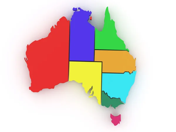 澳大利亚三维地图 — 图库照片