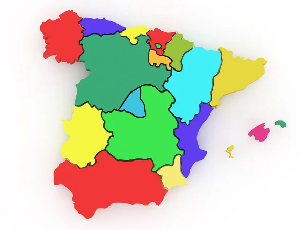 Dreidimensionale Karte von Spanien. 3d — Stockfoto