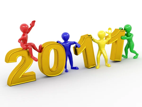 Το νέο έτος. άνδρες με αριθμούς 2011 — Φωτογραφία Αρχείου