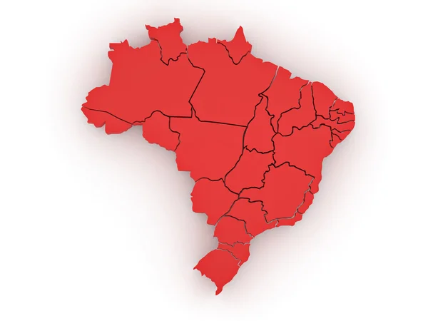 Τρισδιάστατο Χάρτη Της Βραζιλίας Άσπρο Φόντο Απομονωμένες — Φωτογραφία Αρχείου