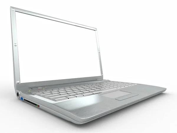 打开笔记本电脑被隔绝在白色背景上。3d — 图库照片