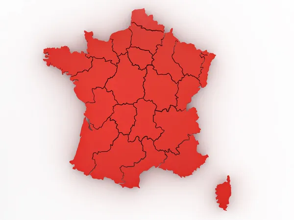 Dreidimensionale Landkarte Von Frankreich Auf Weißem Isoliertem Hintergrund — Stockfoto