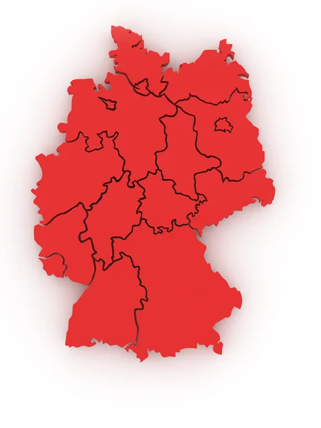 Mappa Tridimensionale Della Germania Sfondo Bianco Isolato — Foto Stock
