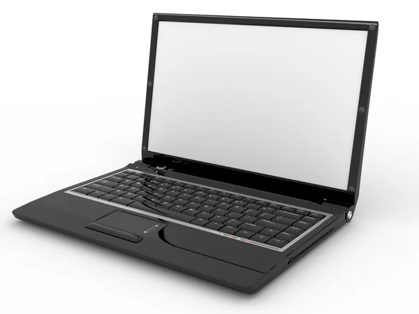 Laptop Beyaz Izole Arka Planda Açılır — Stok fotoğraf