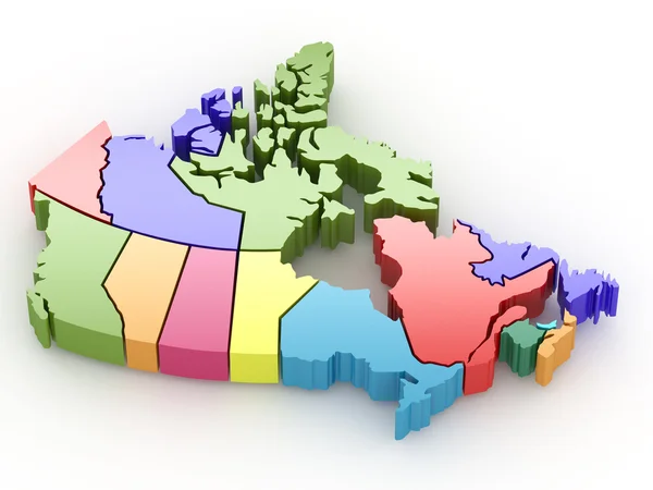Carte en trois dimensions du Canada. 3d — Photo