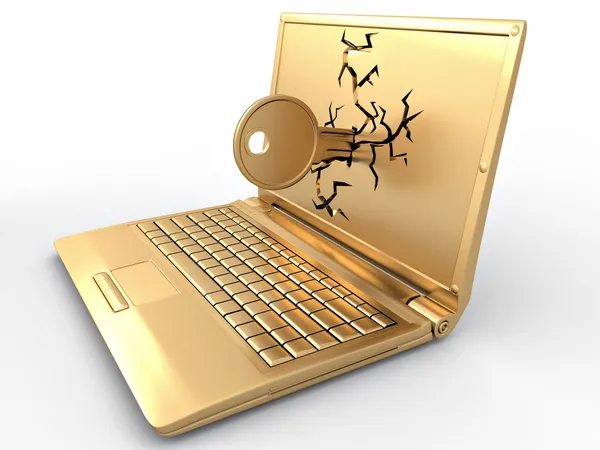 Wachtwoord gehackt. sleutel in laptop — Stockfoto