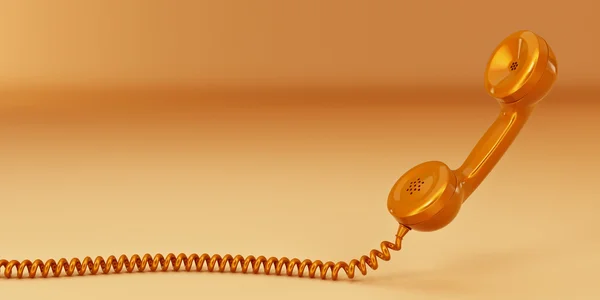 Телефон Жовтому Ізольованому Фоні Тривимірний — стокове фото