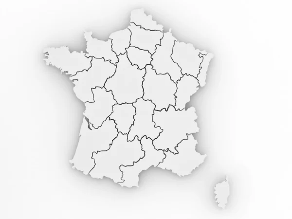 Trójwymiarowa mapa Francji na na białym tle — Zdjęcie stockowe