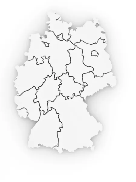 Τρισδιάστατο Χάρτη Της Γερμανίας Άσπρο Φόντο Απομονωμένες — Φωτογραφία Αρχείου