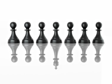 Conceptual image of magalomania or uniqe. Chess. 3d clipart