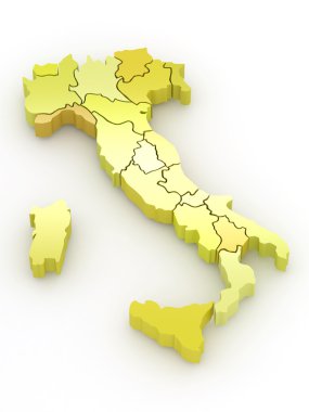 beyaz izole zemin üzerinde üç boyutlu harita İtalya. 3D