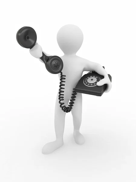 Mann Mit Telefonhörer Auf Weißem Hintergrund — Stockfoto