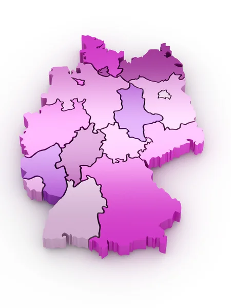 Mappa Tridimensionale Della Germania Sfondo Bianco Isolato — Foto Stock