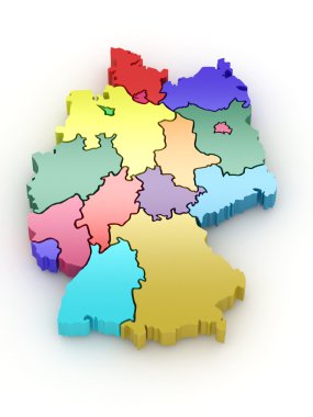 Three-dimensional map of Germany. 3d clipart