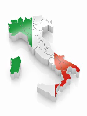 Map of Italy in Italian flag colors clipart