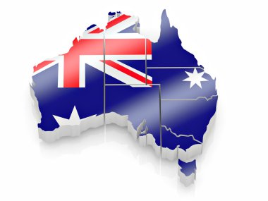 Map of Australia in Australian flag colors. 3d clipart