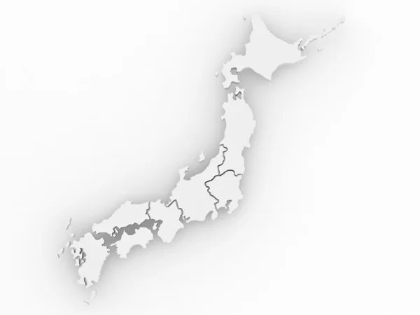 Carte du Japon sur fond blanc isolé. 3d — Photo