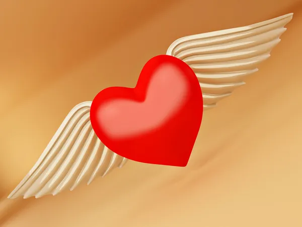 Srdce Křídla Žlutém Podkladu — Stock fotografie