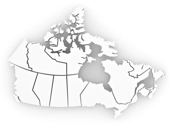 Tredimensionell Karta Över Kanada Vit Isolerade Bakgrund — Stockfoto