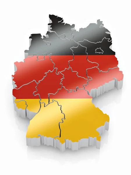 Mapa Alemanha Cores Bandeira Alemã — Fotografia de Stock