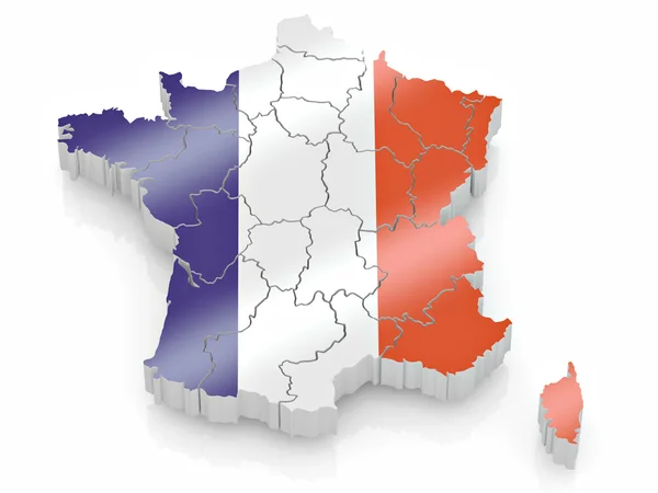 法国地图法国国旗的颜色 — 图库照片