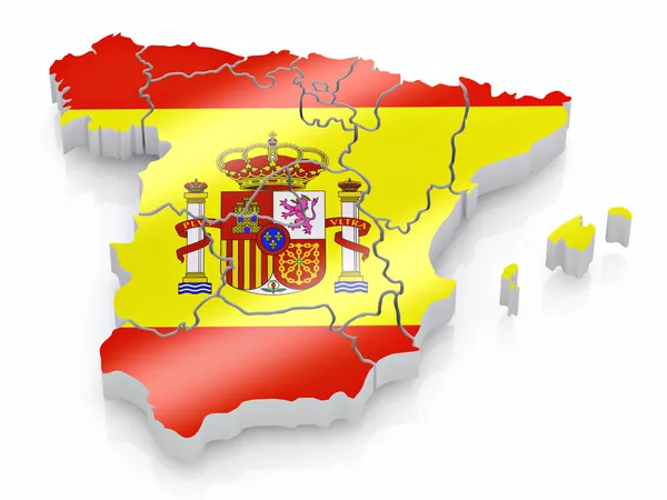 在西班牙国旗颜色的西班牙地图 — 图库照片
