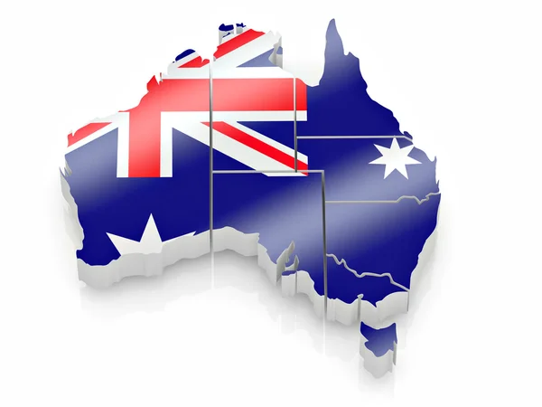 Mapa Australii Australijski Flaga Kolory — Zdjęcie stockowe