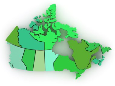 üç boyutlu harita Kanada. 3D