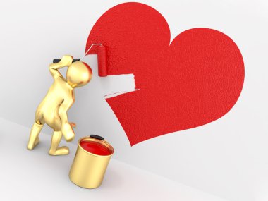 Men, drawing heart on the wall clipart