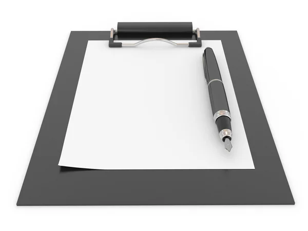 Długopis na podkładce. Pusty arkusz papieru — Zdjęcie stockowe
