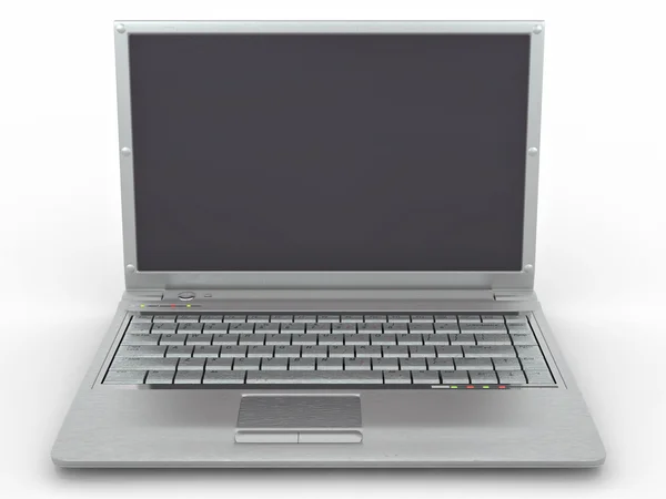 Laptop beyaz izole arka planda açılan — Stok fotoğraf